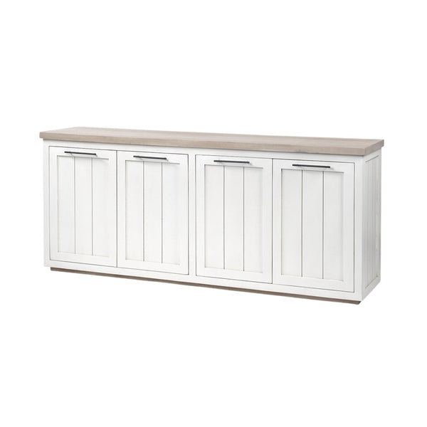 HomeRoots 73" Brown and White Solid Mango Wood Sideboard - Rustic Storage with Farmhouse Charm & Versatility 380252