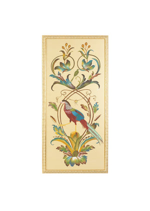 Chelsea House 31-0007B Hand-Painted Watercolor Bird On Silk, Gold Framed Glass Protection, 64.5" X 31" Statement Art 380253