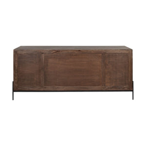 HomeRoots 72" Brown Solid Wood Sideboard - Elegant Six Drawer Storage Cabinet with Two Doors for Versatile Use 380253