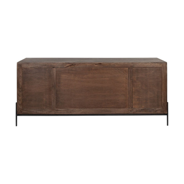 HomeRoots 72" Brown Solid Wood Sideboard - Elegant Six Drawer Storage Cabinet with Two Doors for Versatile Use 380253
