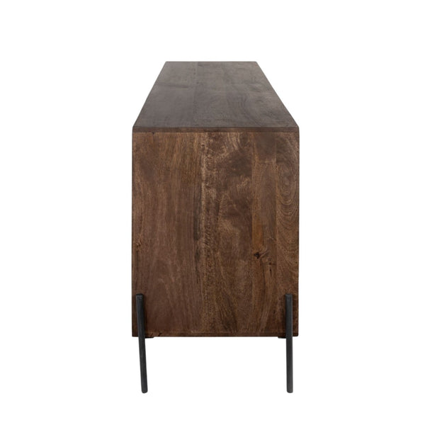 HomeRoots 72" Brown Solid Wood Sideboard - Elegant Six Drawer Storage Cabinet with Two Doors for Versatile Use 380253
