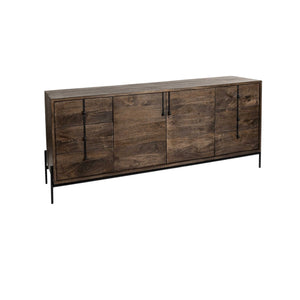 HomeRoots 72" Brown Solid Wood Sideboard - Elegant Six Drawer Storage Cabinet with Two Doors for Versatile Use 380253