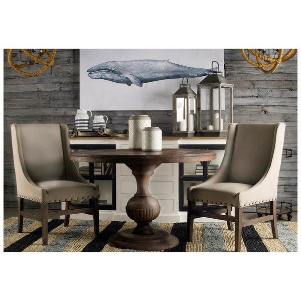 Homeroots 75" Brown And White Solid Wood Four Drawer Sideboard With Two Glass Doors   380254