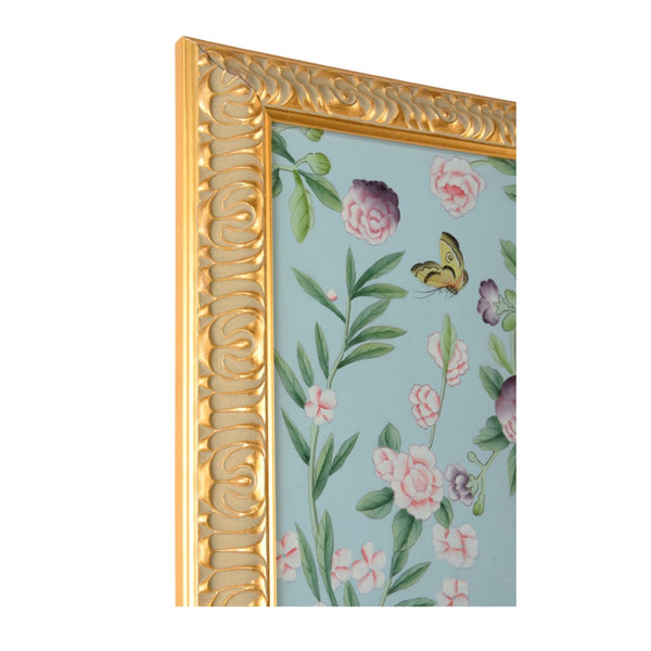 Chelsea House Phil. Hand-Painted Watercolor On Silk Birds In Gold Frame, 63X39.5-Inches Statement Art For Entryway 380256