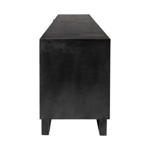 Homeroots 82" Brown And Black Solid Wood Three Drawer Sideboard With Two Doors   380256