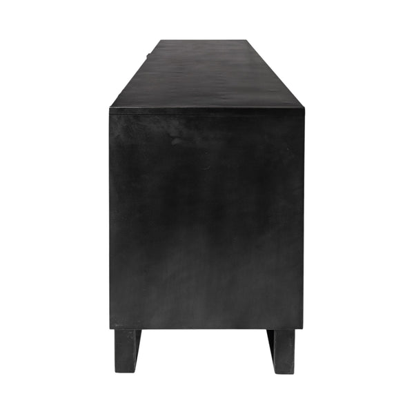 Homeroots 82" Brown And Black Solid Wood Three Drawer Sideboard With Two Doors   380256