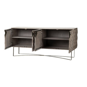 HomeRoots 72" Elegant Light Brown Solid Wood Sideboard with Four Doors, Perfect for Organized Storage & Style! 380257