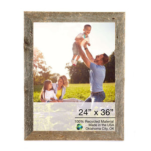 Homeroots 24x36 Natural Weathered Grey Picture Frame With Plexiglass Holder   380262
