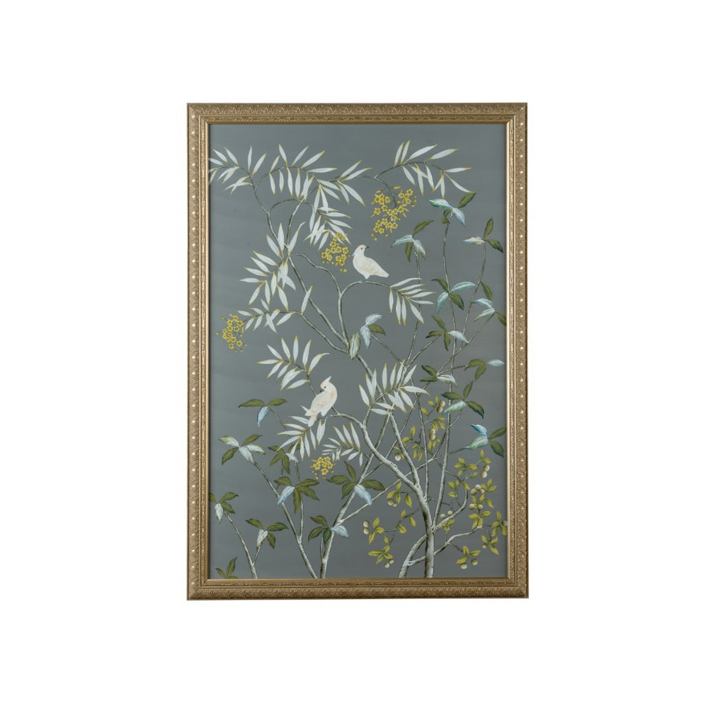 Chelsea House Buckhead Hand-Painted Cockatoo On Silk In Antique Gold Frame With Glass — 58"X40" Elegant Focal Artpiece 380263