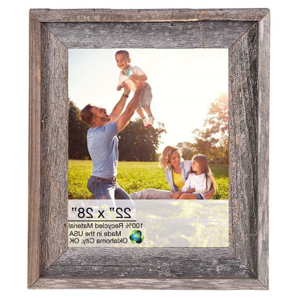 Homeroots 22x28 Natural Weathered Grey Picture Frame With Plexiglass Holder   380263