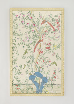 Chelsea House Red Red Cockatoo Panels Hand-Painted Watercolor On Silk In Gold Frame 63"X39" Tropical Accent Art 380265