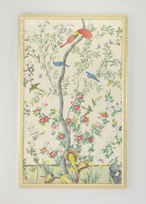 Chelsea House Montreal Hand-Painted Watercolor On Silk Bird Panel In Gold Frame, 63"X39" Ready-To-Hang Art Piece 380266