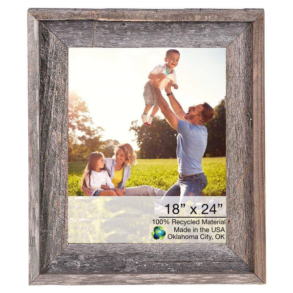 Homeroots 18x24 Natural Weathered Grey Picture Frame With Plexiglass Holder   380268