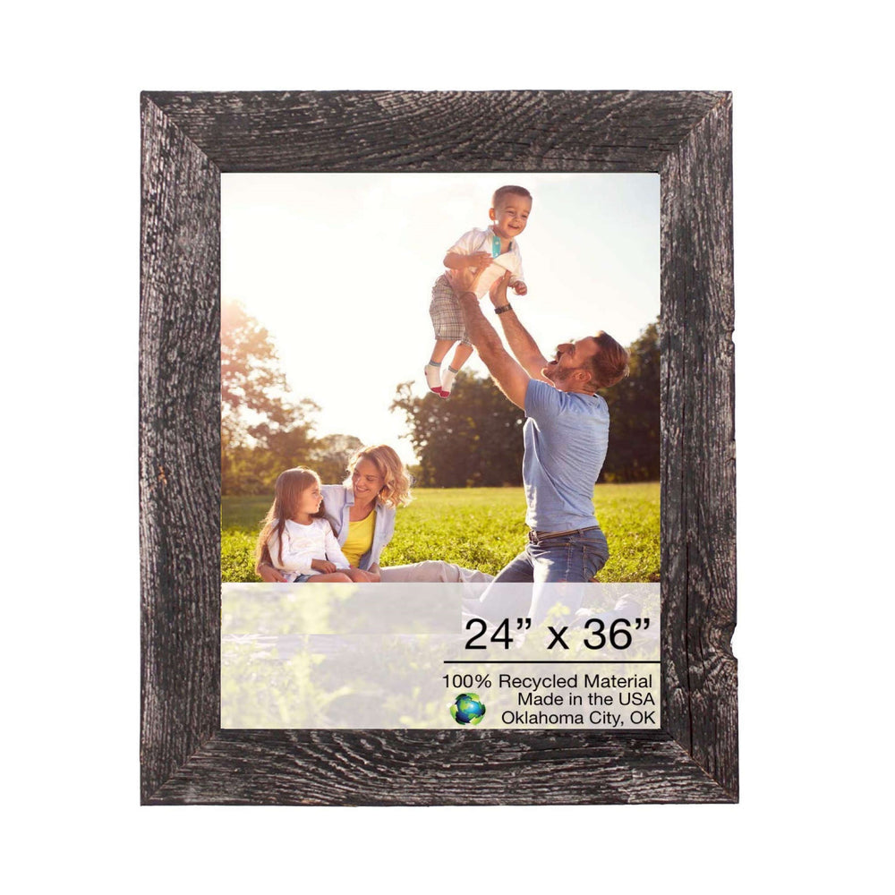 Homeroots 24x36 Rustic Smoky Black Picture Frame With Plexiglass Holder   380271