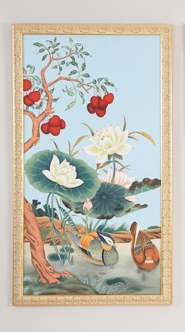 Chelsea House Baxter Luminous Watercolor On Silk In Gold Frame, 46"X26" Museum-Quality Wall Art For Modern Spaces 380277