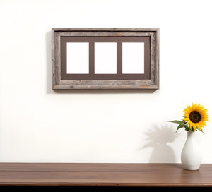 Homeroots 5x7 Natural Weathered Grey Three Photo Picture Frame   380292