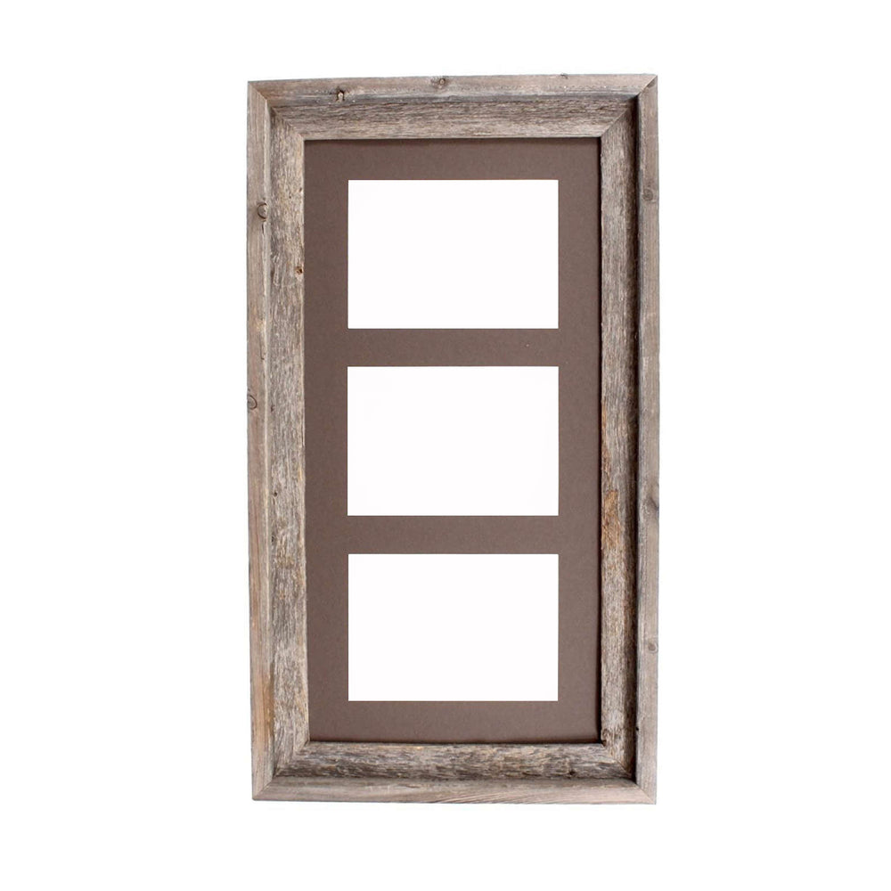 Homeroots 5x7 Natural Weathered Grey Three Photo Picture Frame   380292