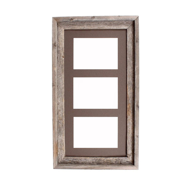 Homeroots 5x7 Natural Weathered Grey Three Photo Picture Frame   380292