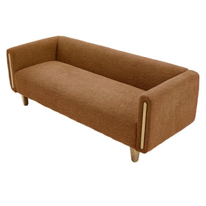 English Elm Modern Boucle Three Seat Sofa with Rubberwood Legs Pocket Spring Support Living Room Orange N763P403678G