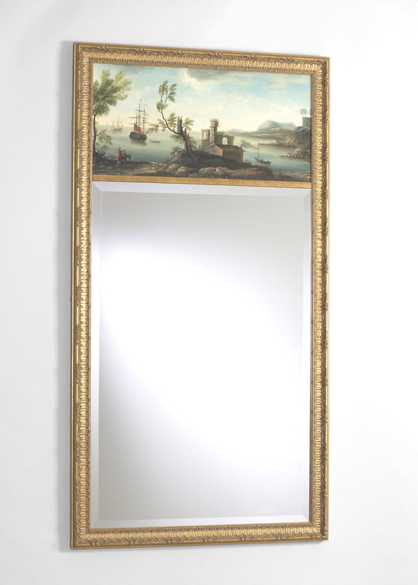 Chelsea House Classic Hand-Painted Trumeau Mirror — Gold Gilt Carved Frame, 52" X 27.5", Elegant Vertical Focal Point 380318