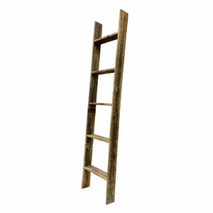 Homeroots 5 Step Rustic Weathered Grey Wood Ladder Shelf  Wood 380325