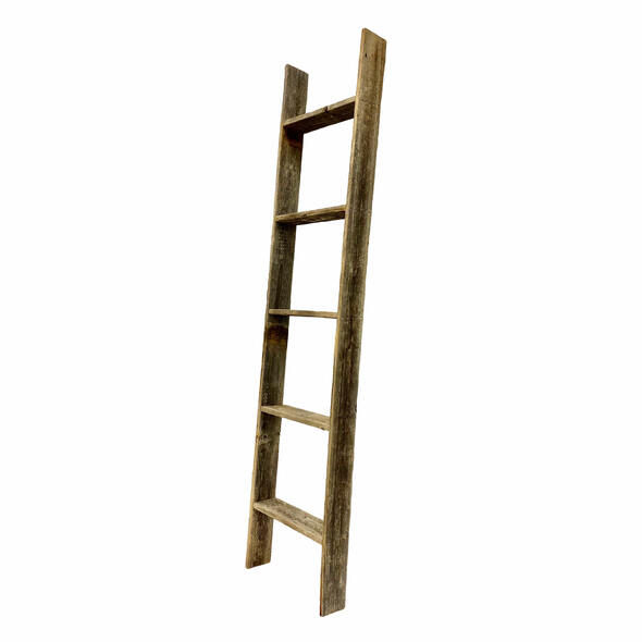 Homeroots 5 Step Rustic Weathered Grey Wood Ladder Shelf  Wood 380325