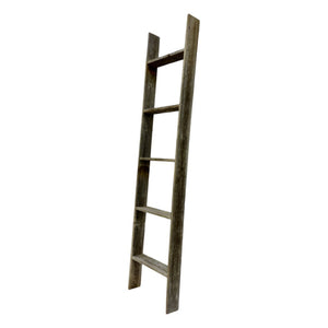 HomeRoots 60" Rustic Five-Step Ladder Shelf - Handcrafted Reclaimed Wood Display for Eco-Friendly Home Décor 380325