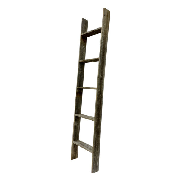 HomeRoots 60" Rustic Five-Step Ladder Shelf - Handcrafted Reclaimed Wood Display for Eco-Friendly Home Décor 380325