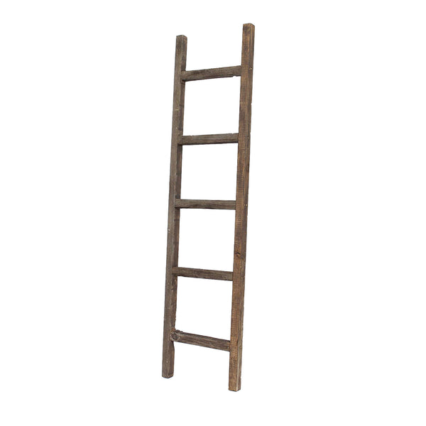 Homeroots 5 Step Rustic Espresso Gray Wood Ladder Shelf  Wood 380328