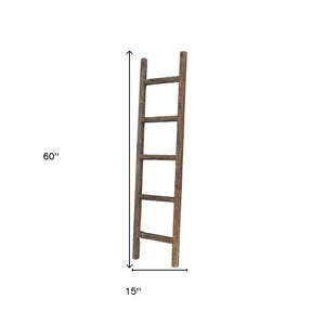 Homeroots 5 Step Rustic Espresso Gray Wood Ladder Shelf  Wood 380328