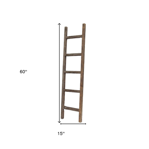 Homeroots 5 Step Rustic Espresso Gray Wood Ladder Shelf  Wood 380328