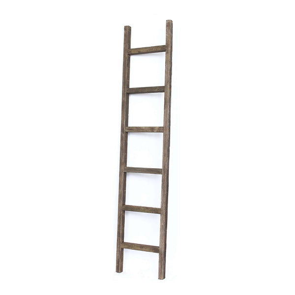 Homeroots 6 Step Rustic Espresso Wood Ladder Shelf  Wood 380329