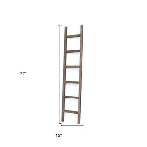 Homeroots 6 Step Rustic Espresso Wood Ladder Shelf  Wood 380329