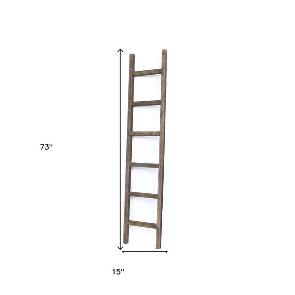 Homeroots 6 Step Rustic Espresso Wood Ladder Shelf  Wood 380329