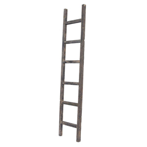 Homeroots 6 Step Rustic Smoky Black Wood Ladder Shelf  Wood 380330