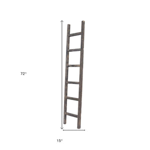 Homeroots 6 Step Rustic Smoky Black Wood Ladder Shelf  Wood 380330