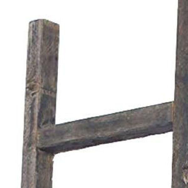Homeroots 6 Step Rustic Smoky Black Wood Ladder Shelf  Wood 380330