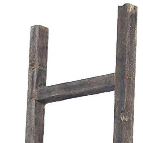 Homeroots 6 Step Rustic Smoky Black Wood Ladder Shelf  Wood 380330