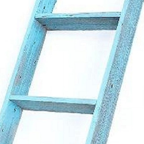Homeroots 5 Step Rustic Turquoise Wood Ladder Shelf  Wood 380331