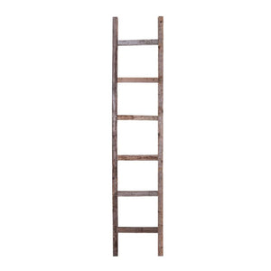 HomeRoots 72" Rustic Seven-Step Wood Ladder Shelf - Eco-Friendly, Handcrafted Display for Any Room's Charm! 380332