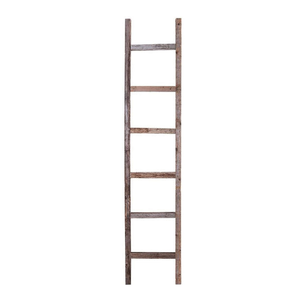 HomeRoots 72" Rustic Seven-Step Wood Ladder Shelf - Eco-Friendly, Handcrafted Display for Any Room's Charm! 380332