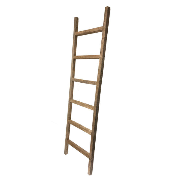 Homeroots 6 Step Rustic Weathered Grey Wood Ladder Shelf  Wood 380334