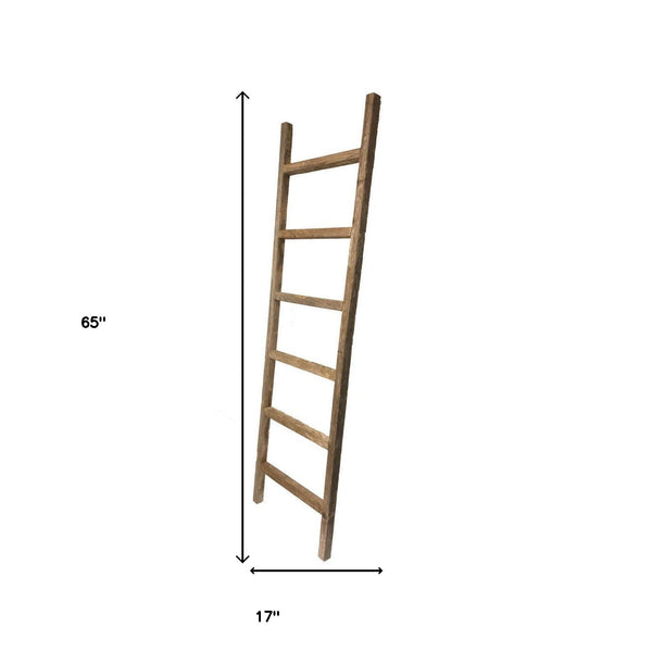 Homeroots 6 Step Rustic Weathered Grey Wood Ladder Shelf  Wood 380334