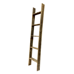 Homeroots 4 Step Rustic Weathered Grey Wood Ladder Shelf  Wood 380335