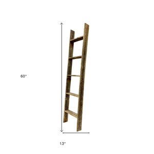 Homeroots 4 Step Rustic Weathered Grey Wood Ladder Shelf  Wood 380335