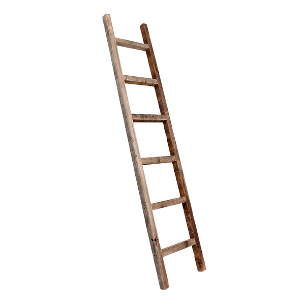 Homeroots 72" Six Step Rustic Weathered Grey Wood Ladder Shelf  Wood 380337