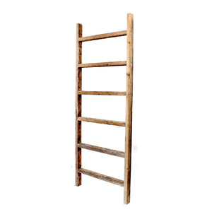 Homeroots 6 Step Rustic Weathered Grey Wood Ladder Shelf  Wood 380338