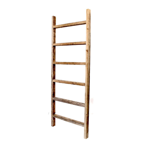 Homeroots 6 Step Rustic Weathered Grey Wood Ladder Shelf  Wood 380338