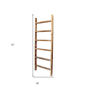 Homeroots 6 Step Rustic Weathered Grey Wood Ladder Shelf  Wood 380338