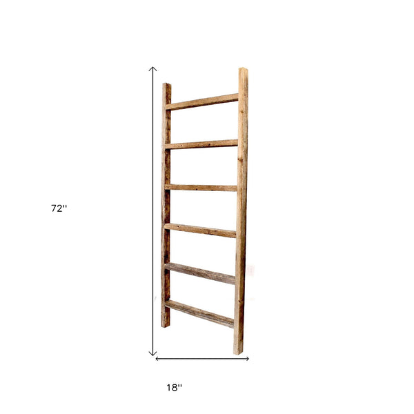 Homeroots 6 Step Rustic Weathered Grey Wood Ladder Shelf  Wood 380338